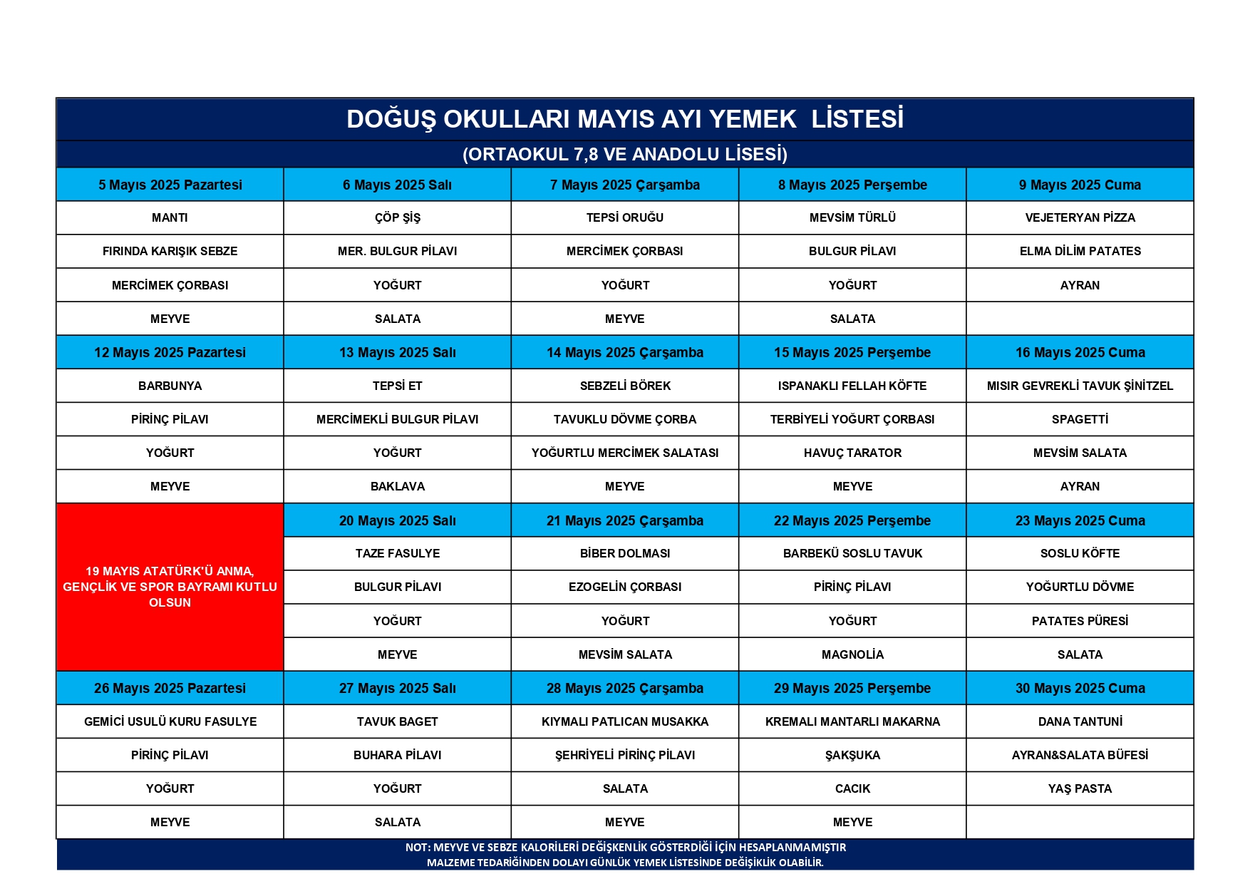 2025 MAYIS AYI YEMEK LİSTESİ-ORTAOKUL